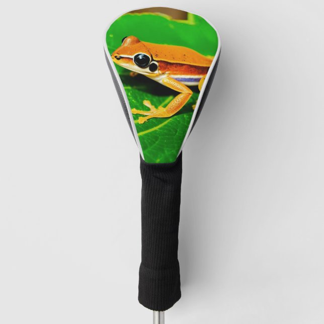 "Ribbit Ready: Froggy Fairway Protector" "Hop to t Golf Head Cover (Front)