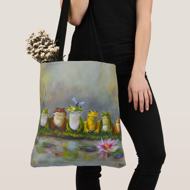 Ribbit River - Painting Tote Bag (Close Up)