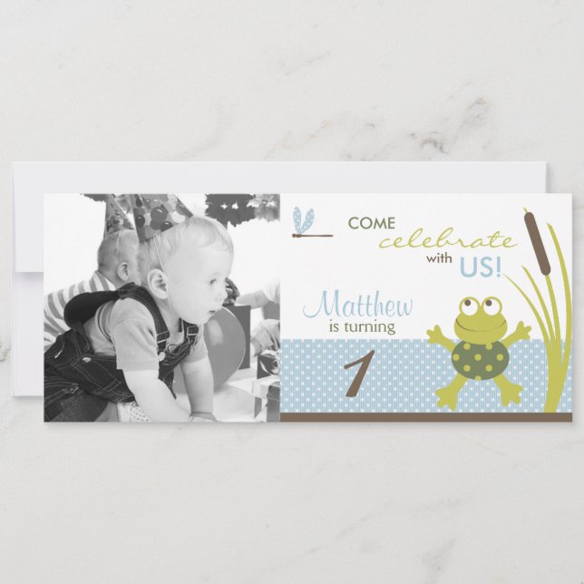 Ribbit Swimming Frog Photo Template Birthday (Front)