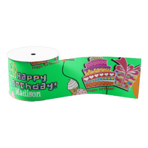 Ribbon, #10 Happy 10th Birthday Ribbon Grosgrain Ribbon