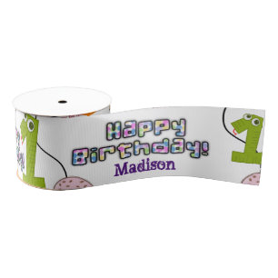Ribbon, #1 First Birthday Ribbon, Happy Birthday Grosgrain Ribbon