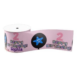 Ribbon, #2 Birthday Ribbon, Happy 2nd Birthday Grosgrain Ribbon