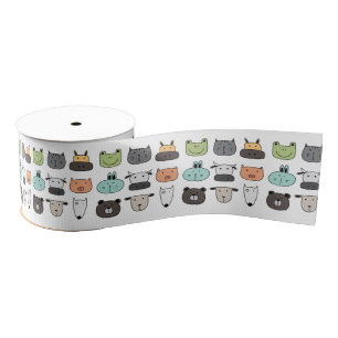 Ribbon 3" Width - Animal Faces Grosgrain Ribbon