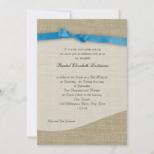 Ribbon and Burlap Bat Mitzvah Invitation