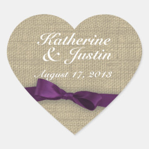 Ribbon and Burlap Heart Sticker