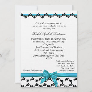 Ribbon and Flowers Bat Mitzvah Invitation