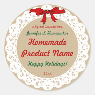 Ribbon and Lace Old Fashioned Homemade Product Classic Round Sticker