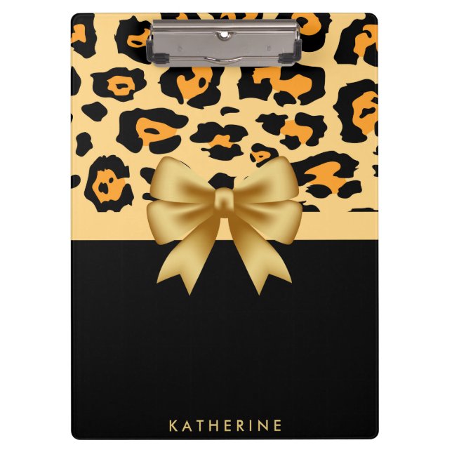Ribbon and Leopard Print Clipboard (Front)
