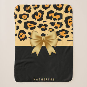 Ribbon and Leopard Print Sherpa Blanket