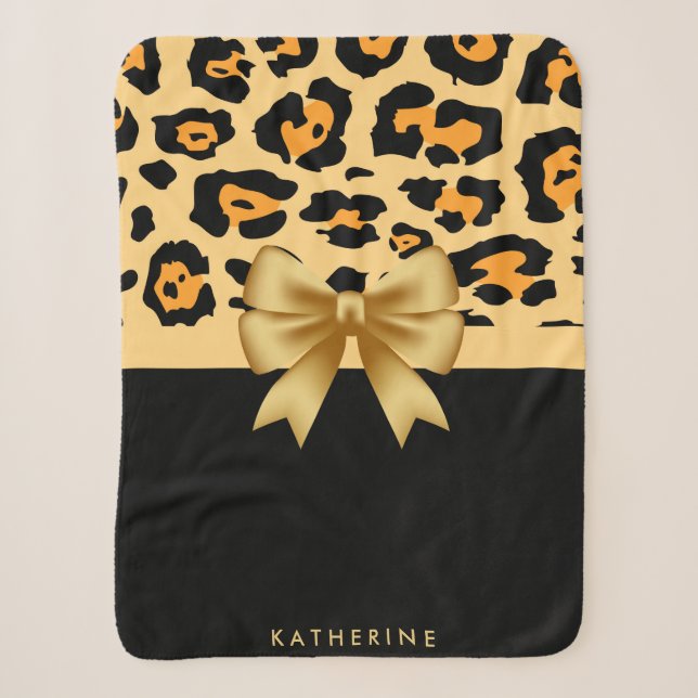Ribbon and Leopard Print Sherpa Blanket (Front)