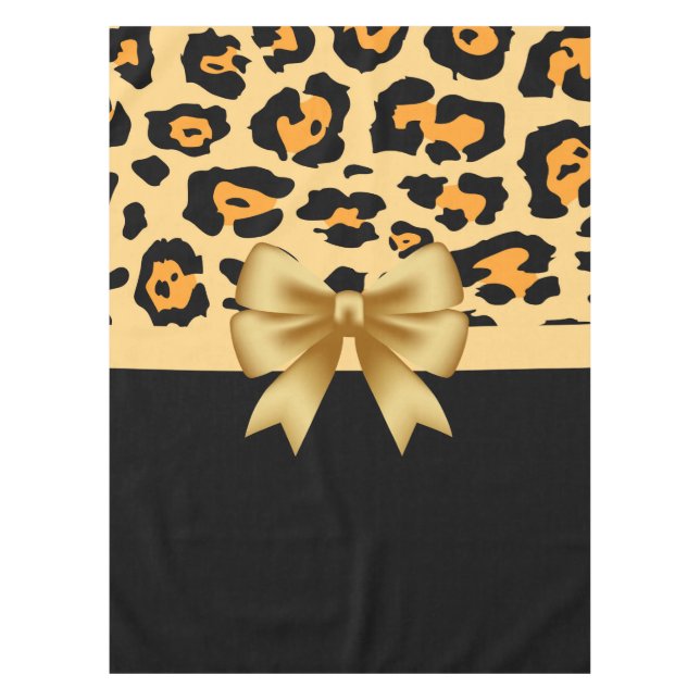 Ribbon and Leopard Print Tablecloth (Front)