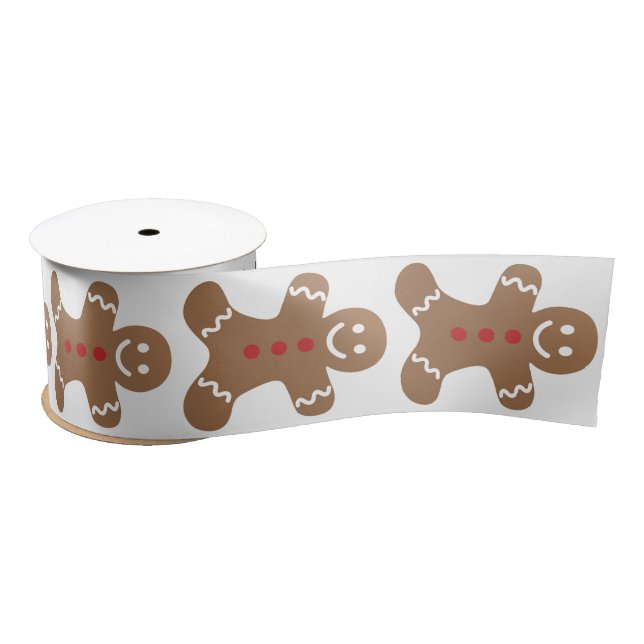 Ribbon, Any background Colour Gingerbread Cookies Satin Ribbon (Spool)