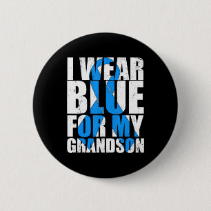 Ribbon Autism I Wear Blue For My Grandson Autism A 6 Cm Round Badge