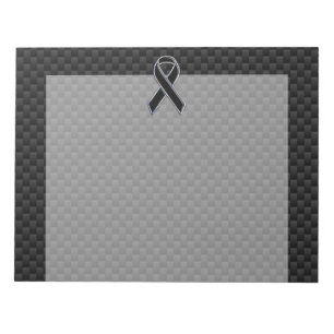 Ribbon Awareness Black Carbon Fiber Notepad