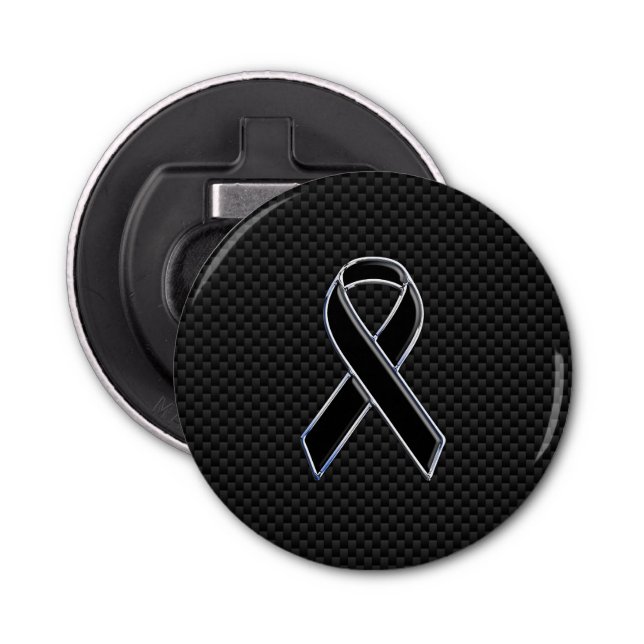 Ribbon Awareness Black Carbon Fibre Bottle Opener (Front)