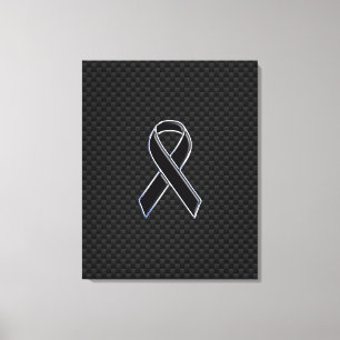 Ribbon Awareness Black Carbon Fibre Canvas Print