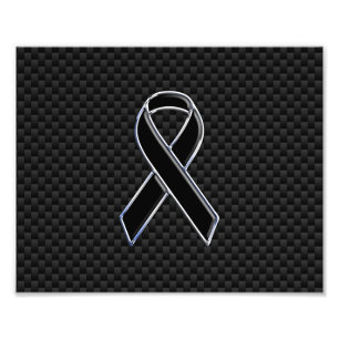 Ribbon Awareness Black Carbon Fibre Photo Print
