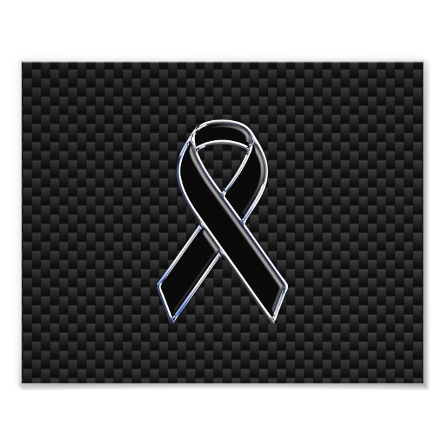 Ribbon Awareness Black Carbon Fibre Photo Print (Front)