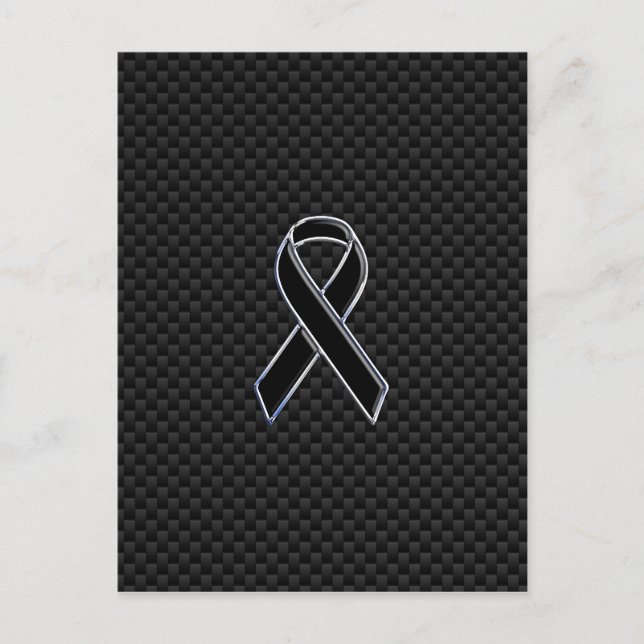 Ribbon Awareness Black Carbon Fibre Postcard (Front)