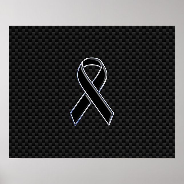 Ribbon Awareness Black Carbon Fibre Poster (Front)
