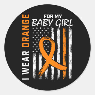 Ribbon Baby Girl Leukaemia Awareness Classic Round Sticker