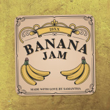 Ribbon Banner - Vintage Banana Jam Label Sticker