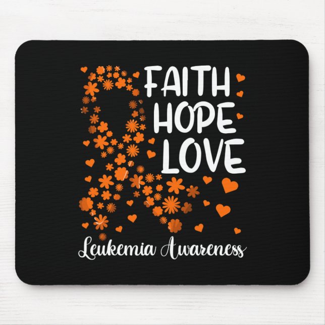 Ribbon Blood Cancer  Faith Hope Love Leukaemia Awa Mouse Mat (Front)