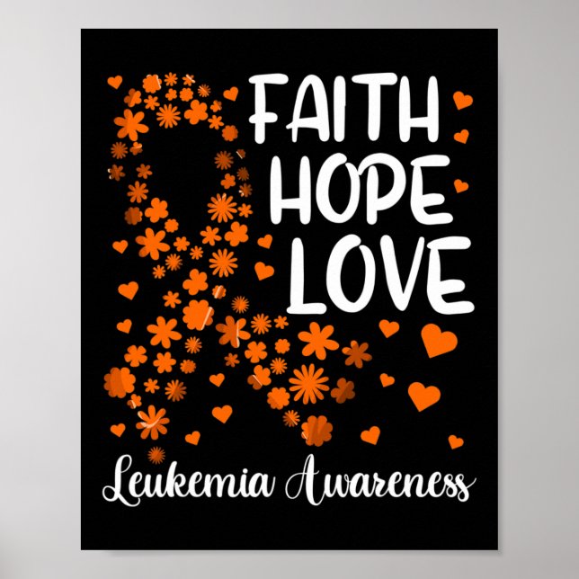 Ribbon Blood Cancer  Faith Hope Love Leukaemia Awa Poster (Front)