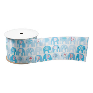 Ribbon - Blue Elephants Satin Ribbon