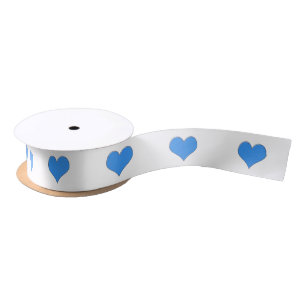 Ribbon, blue hearts on white. satin ribbon