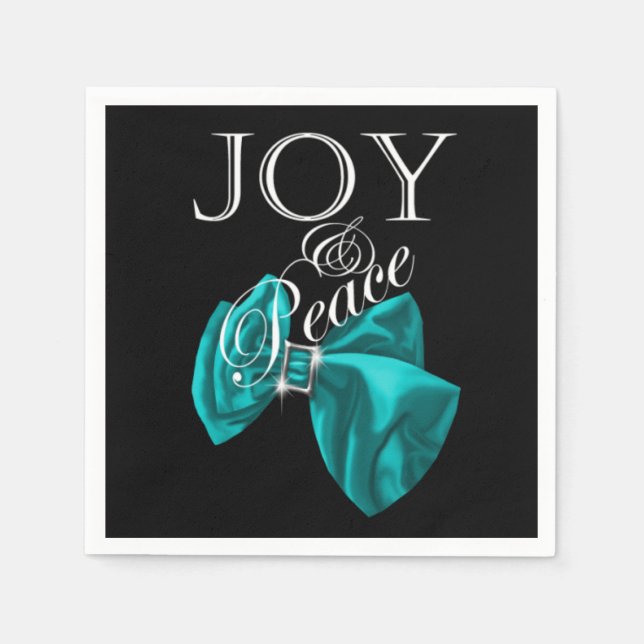 ribbon blue joy peace napkin (Front)