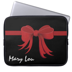Ribbon Border red + your backgr. & ideas Laptop Sleeve
