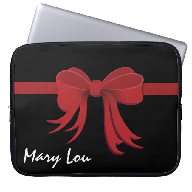 Ribbon Border red + your backgr. & ideas Laptop Sleeve (Front)