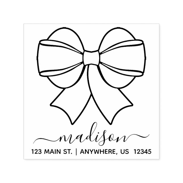 Ribbon Bow Address Self Inking Stamp (Design)