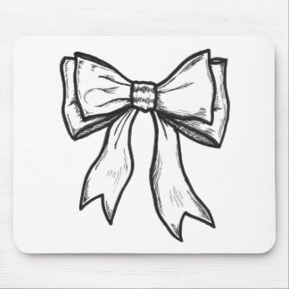 Ribbon bow black and white drawing mouse mat