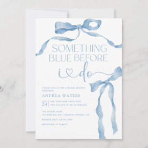 Ribbon Bow   Blue and White Bridal Shower   Invitation