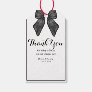 Ribbon Bow Classical Black & White Wedding Gift  Tags