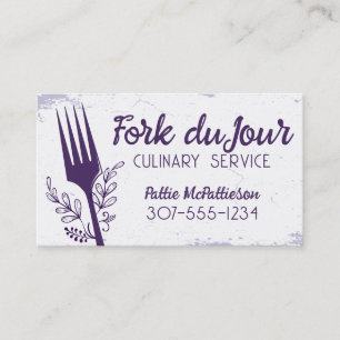 ribbon bow fork chef catering business cards
