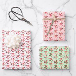 Ribbon Bows Doodle CHRISTMAS Holiday Red Wrapping Paper Sheet