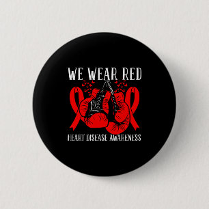 Ribbon Boxing Gloves We Wear Red Heart Disease Awa 6 Cm Round Badge