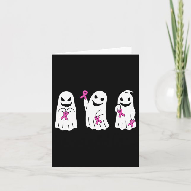 Ribbon Breast Cancer Awareness Ghost Women Kids To Card (Front)