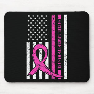 Ribbon Breast Cancer Awareness Month American Flag Mouse Mat