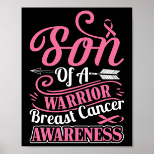 Ribbon Breast Cancer Awareness Son Of Warrior Boys Poster