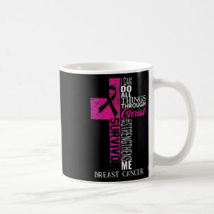 Ribbon Breast Cancer Survivor Christian Cross Coffee Mug