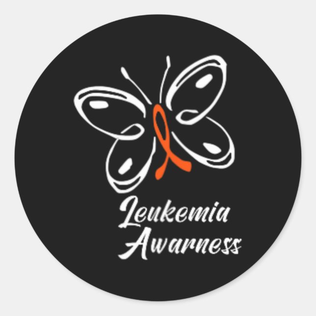 Ribbon Butterfly  Aml Leukaemia Awareness 1 Classic Round Sticker (Front)