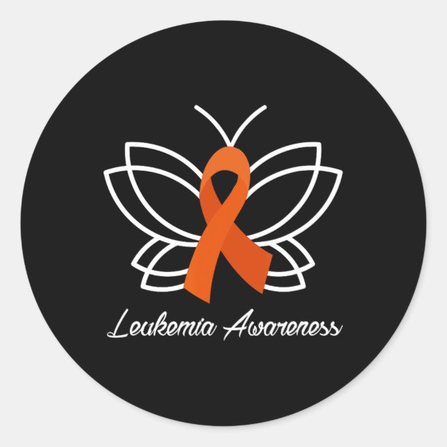 Ribbon Butterfly  Aml Leukaemia Awareness  Classic Round Sticker (Front)