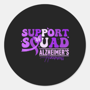 Ribbon Butterfly Purple Heimers Awareness Support Classic Round Sticker