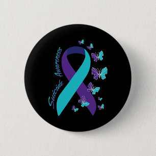 Ribbon Butterfly Suicide Awareness Mental Health  6 Cm Round Badge