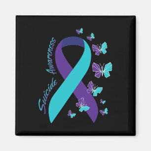 Ribbon Butterfly Suicide Awareness Mental Health  Magnet