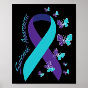Ribbon Butterfly Suicide Awareness Mental Health Poster